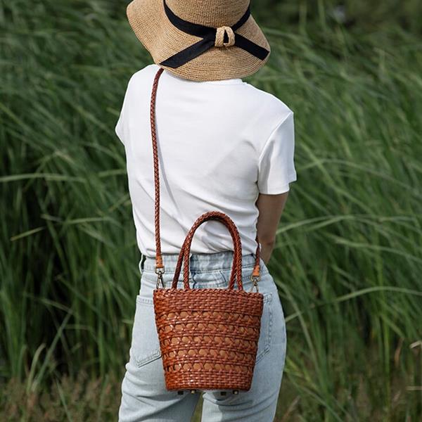 Handmade Woven bag Summer Women Vintage Shoulder Handbag Straw Bag