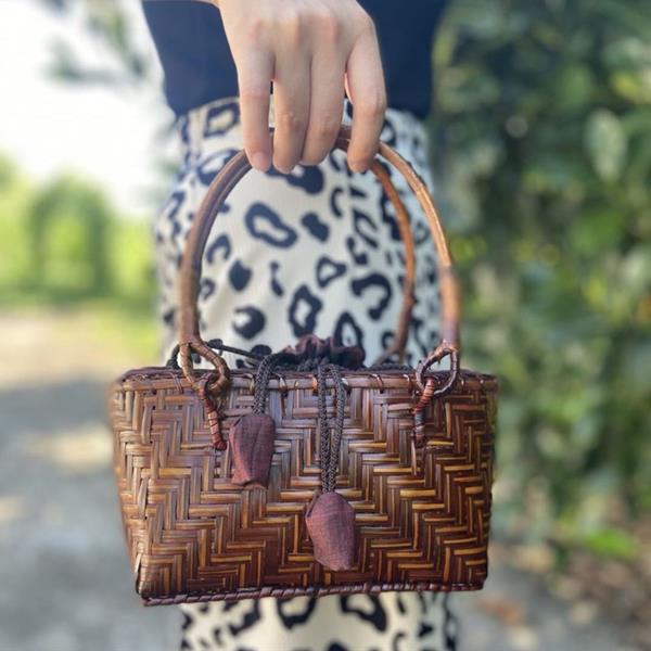 Handmade Bamboo woven bag Beach Handbag Women Straw Bag