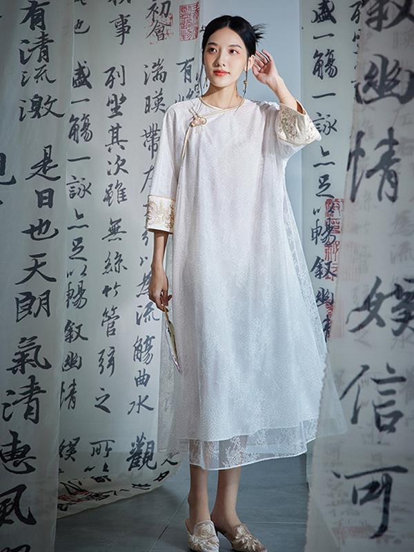 Vintage Lace Qipao cheongsam Dress Women Wear