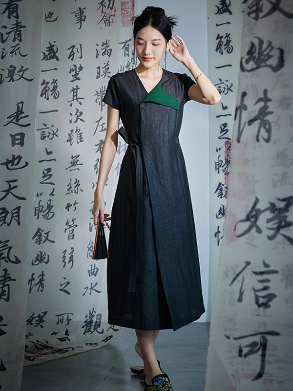 Summer Vintage Silk Gauze Qipao cheongsam Dress Women Wear