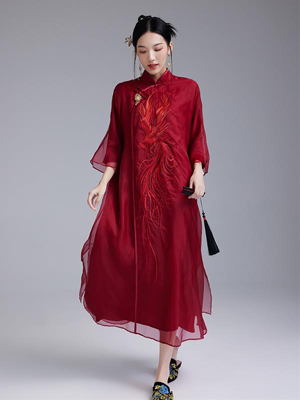 Vintage Silk Embroidered Qipao cheongsam Dress Women Wear