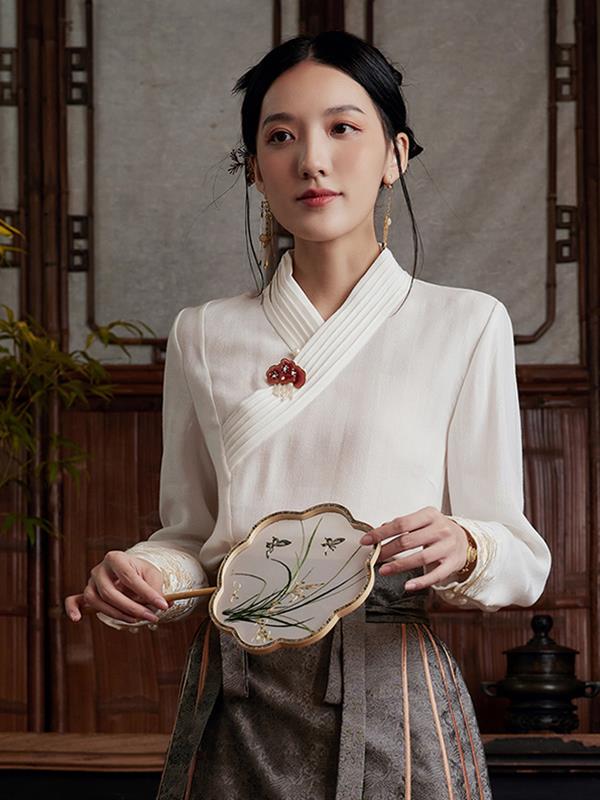 Vintage Hanfu Embroidery Shirt Jacket Women Wear