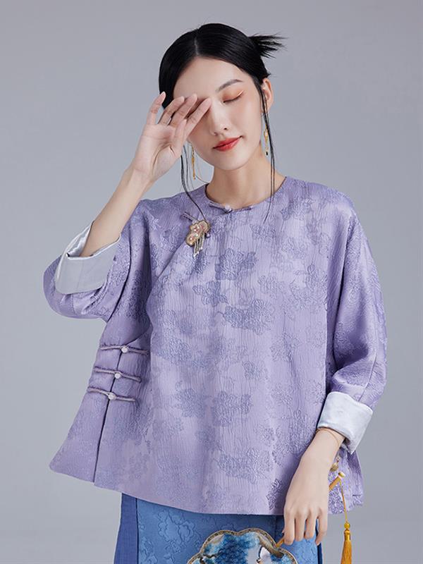 Round neck Qipao cheongsam Traditional tang clothing Jacket Women Wear