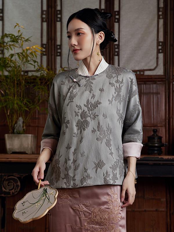 Round neck Qipao cheongsam Traditional tang clothing Jacket Women Wear