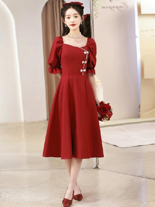 Bride Marry Dress Red Summer Qipao Wedding