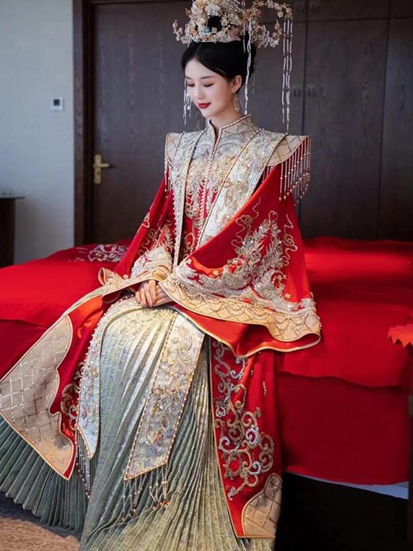 Ming-dynasty Hanfu Wedding clothes Xiuhe clothing Bride Tradition Hanfu Wedding