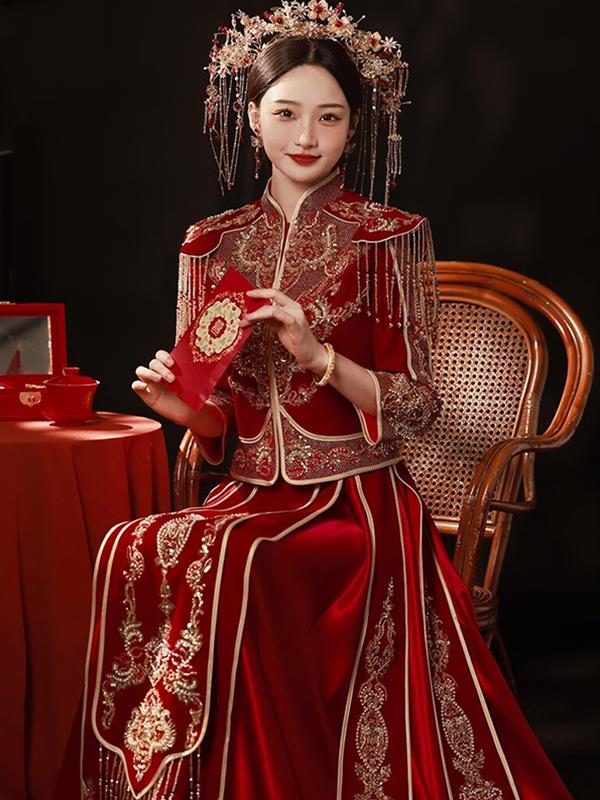 Velvet Xiuhe clothing Bride Marry Xiuhe Wedding