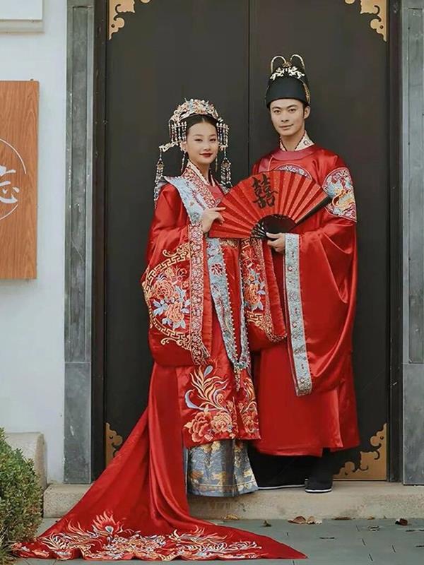 Ming-dynasty Hanfu Wedding clothes Xiuhe clothing Bride Tradition Qipao cheongsam Hanfu Wedding