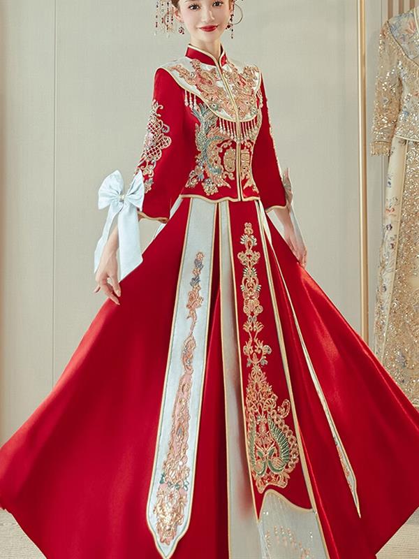 Xiuhe clothing Bride Marry Tradition Dragon and Phoenix gown Wedding clothes Xiuhe Wedding