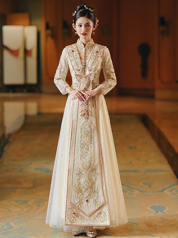 Xiuhe clothing Bride Champagne Marry Wedding clothes Xiuhe Wedding