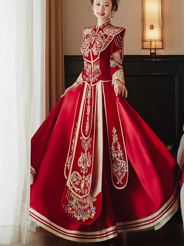 Velvet Xiuhe clothing Bride Tradition Marry Xiuhe Wedding