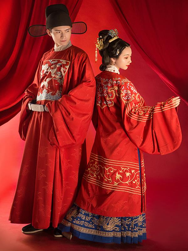 Hanfu Tradition Round neck Embroidery Couple Hanfu Wedding