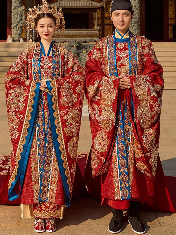 Tang-dynasty Hanfu Wedding clothes Couple Marry Hanfu Wedding