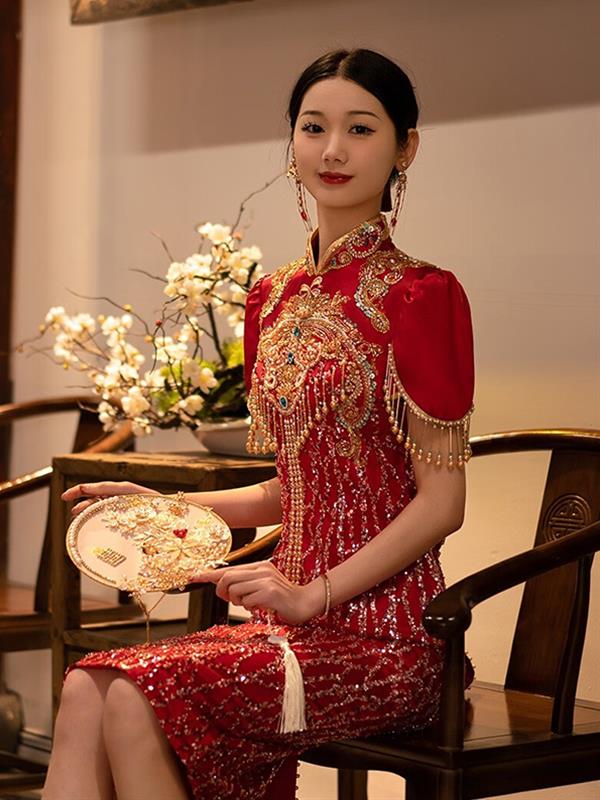 Qipao cheongsam Bride Summer Dress Xiuhe Wedding