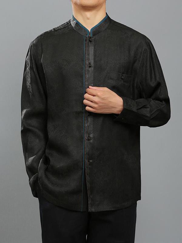 Gauze Traditional tang clothing Stand-collar Silk Long-sleeves Men Wear