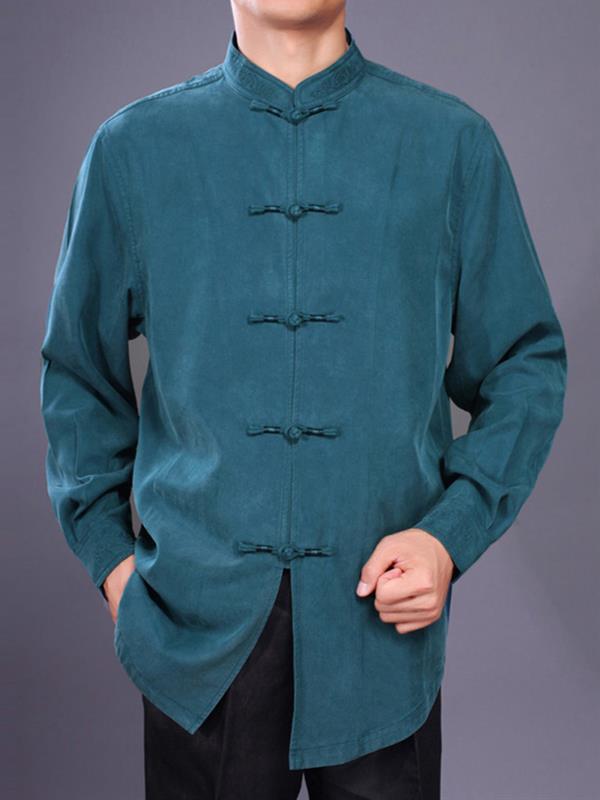 Men Stand-collar Long-sleeves Shirt Traditional tang clothing Men Wear