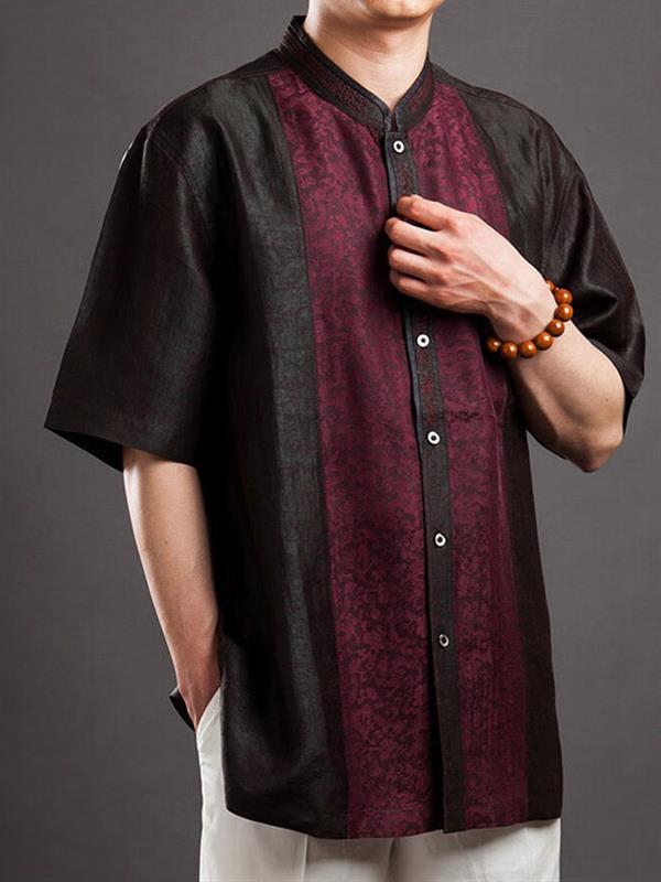 Men Traditional tang clothing Summer clothes Jacket Gauze Stand-collar Shirt Men Wear