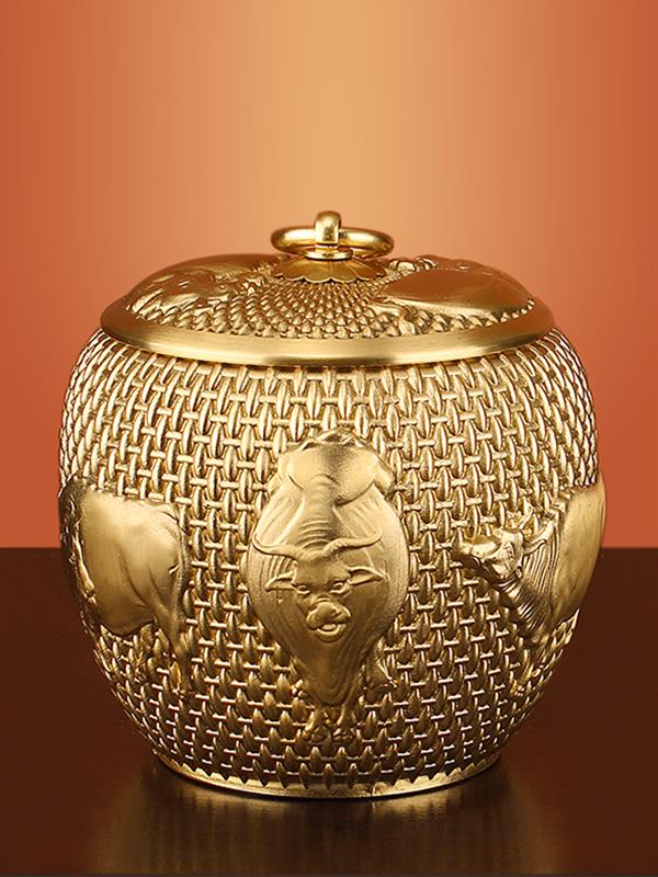 Pure copper Tea caddy Figurines