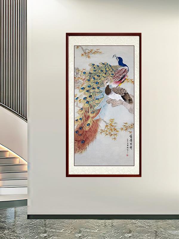 Hand-painted Chinese painting Peacock 85*165 Flower & Bird Animal Paintings