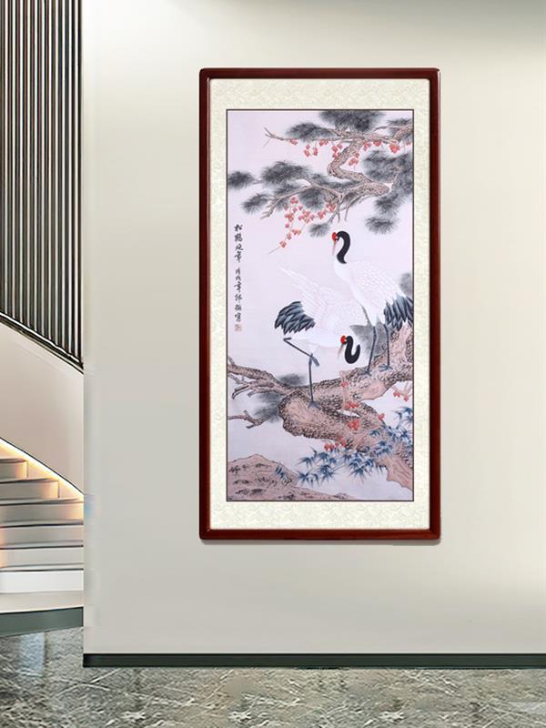 Hand-painted Chinese painting Pine and crane for longevity Living room decorative 65*125 Flower & Bird Animal Paintings