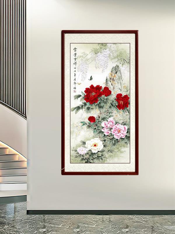 Hand-painted Chinese painting Rich peony 65*125 Flower & Bird Animal Paintings