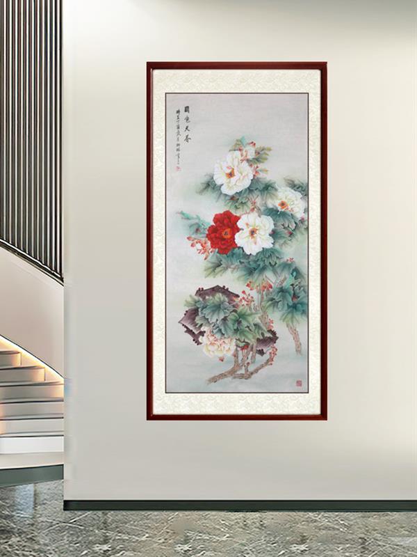 Hand-painted Chinese painting Rich peony ink wash brush 85*165 Flower & Bird Animal Paintings