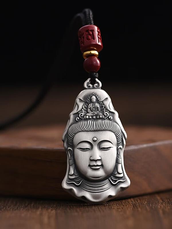 999 fine silver Guanyin Pendant Men Vintage Necklace Necklaces