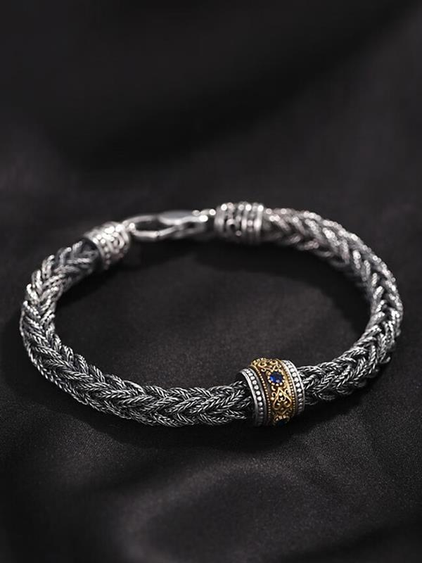 925 fine silver Hand-knitted Bracelets Men Fashion Lucky beads Necklaces