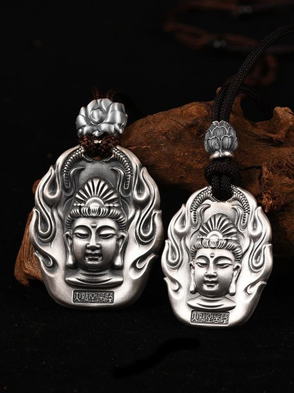 999 fine silver Pendant Men Animal year Necklace Guanyin Necklaces