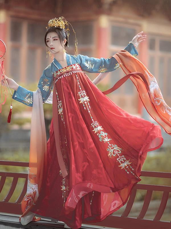 Tang-dynasty Hanfu Chest-length skirt ruqun Embroidered Hanfu