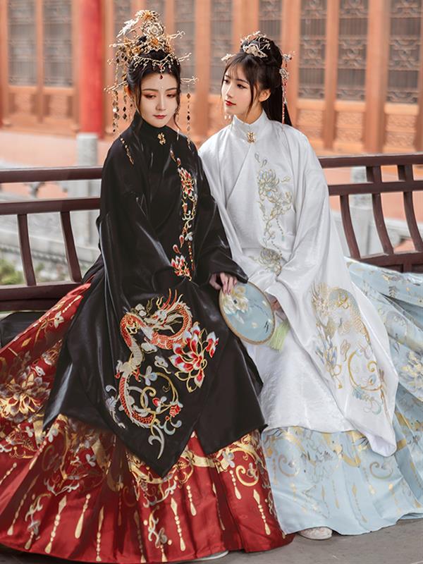 Ming-dynasty Hanfu Stand-collar Pleated skirt Embroidered Hanfu