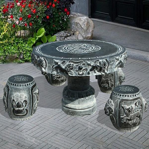 Stone table stool Garden Kirin Villa Casual Garden