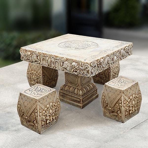 Stone table stool White marble Garden Craft ornaments Garden