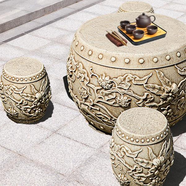 Stone table stool Garden White marble Craft ornaments Garden