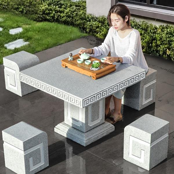 Stone table stool Granite Villa Garden Simple Garden